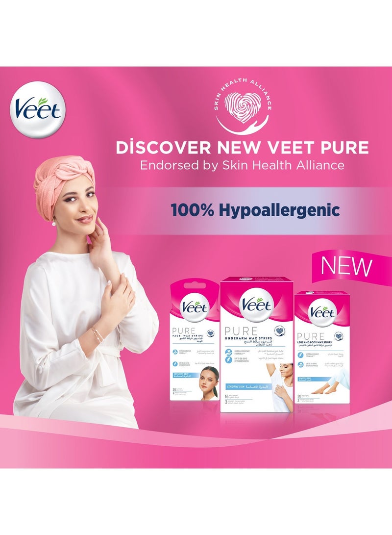 Veet شرائح شمع الجسم والساقين النقية بالإضافة إلى شرائح شمع الإبط للبشرة الحساسة - Image 2